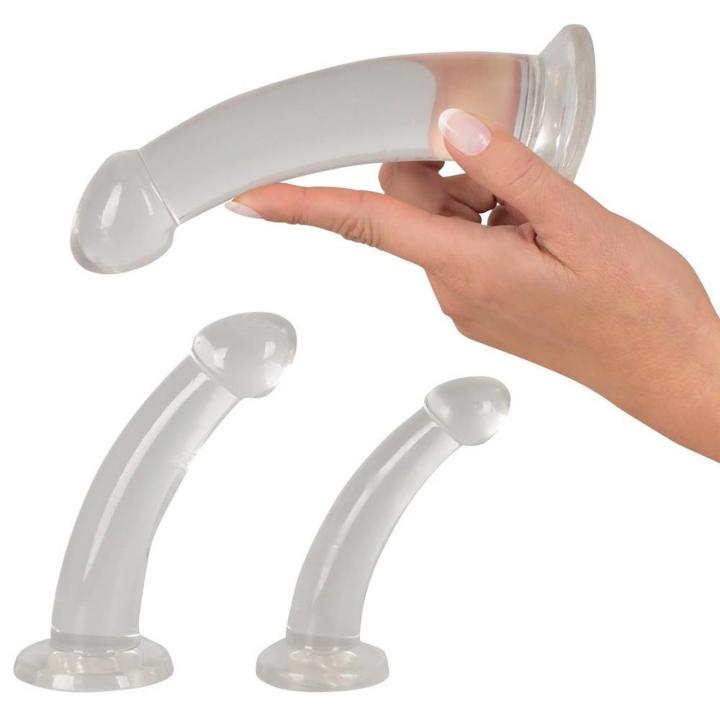 Zestaw dildo analnych 3 szt. przezroczyste z przyssawką | Loris.pl