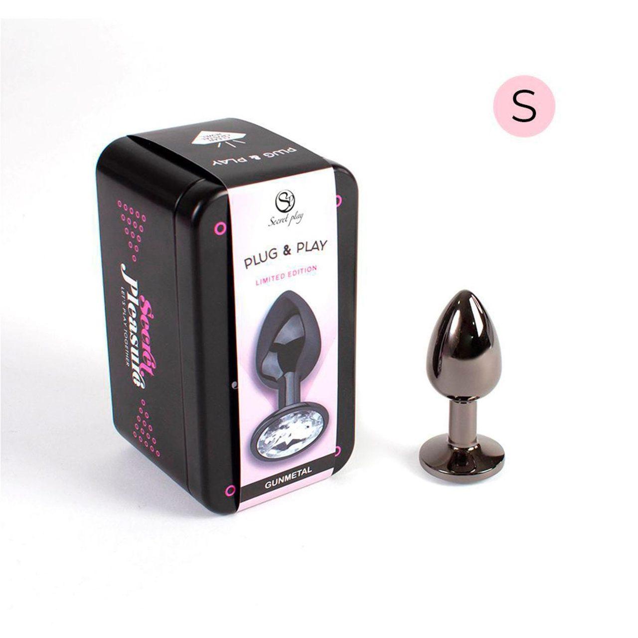 Metalowy korek analny gunmetal 7 cm – mały plug z aluminium | Loris.pl