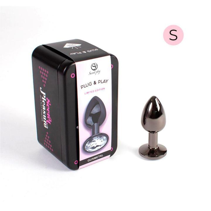 Metalowy korek analny gunmetal 7 cm – mały plug z aluminium