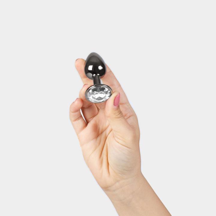Metalowy korek analny gunmetal 7 cm – mały plug z aluminium | Loris.pl