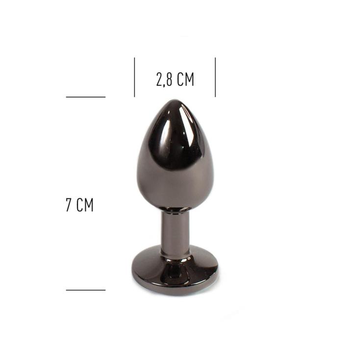 Metalowy korek analny gunmetal 7 cm – mały plug z aluminium | Loris.pl