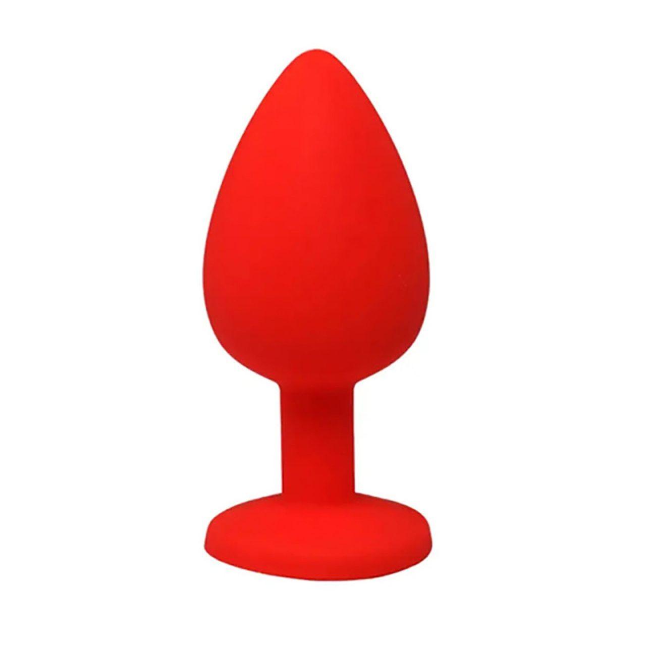 Czerwony plug analny small z białym kryształem 7 cm | Loris.pl