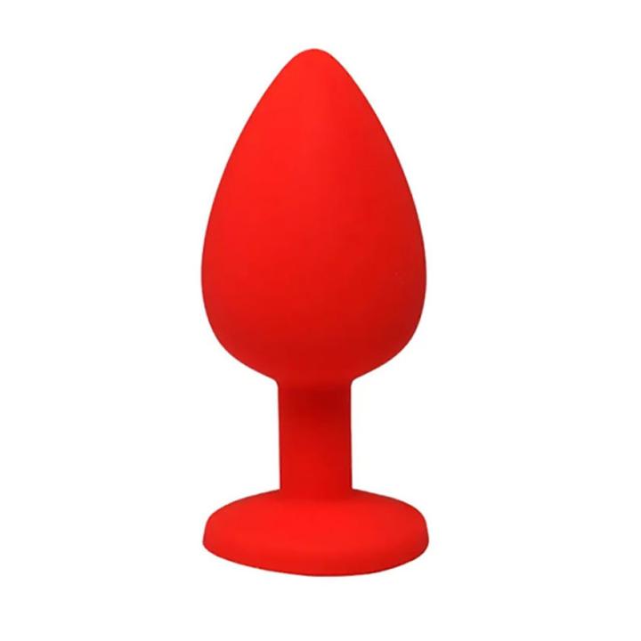 Czerwony plug analny small z białym kryształem 7 cm | Loris.pl