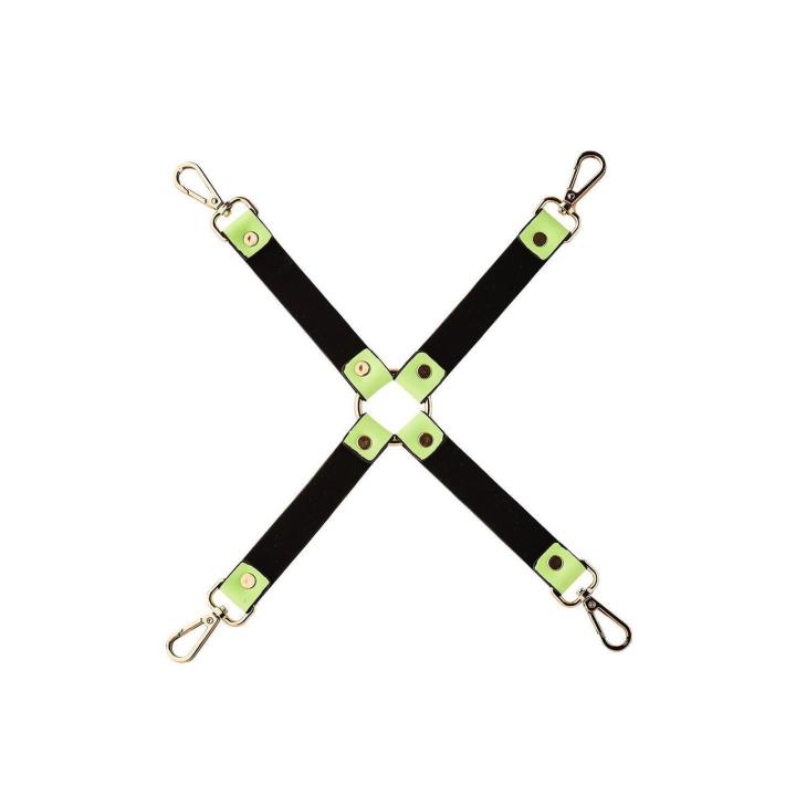 Świecące hogtie zielone z 4 karabińczykami | Wiązania BDSM