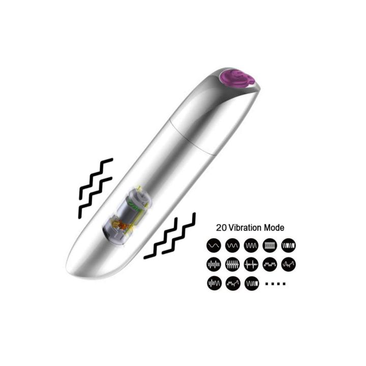 Złoty mini wibrator bullet USB - 20 trybów, wodoodporny