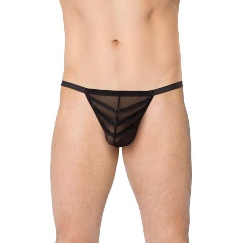 Męskie stringi czarne one size mocno wycięte - bielizna męska