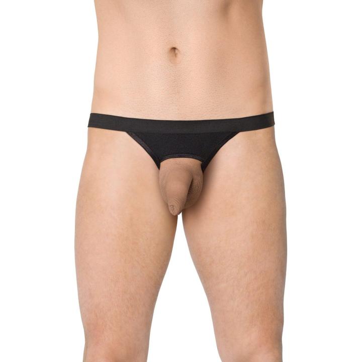 Męskie stringi w zebrę czarne one size – odważne wycięcia | Loris.pl