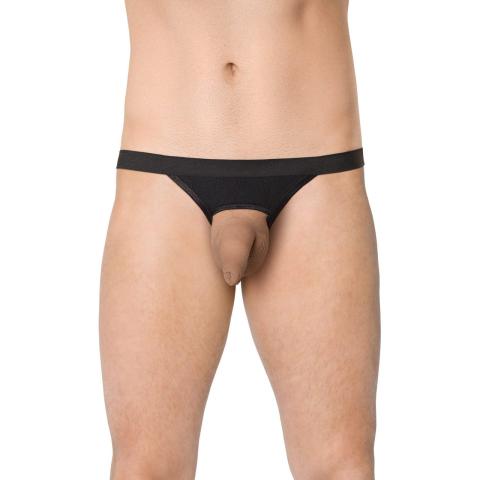 Męskie stringi w zebrę czarne one size – odważne wycięcia