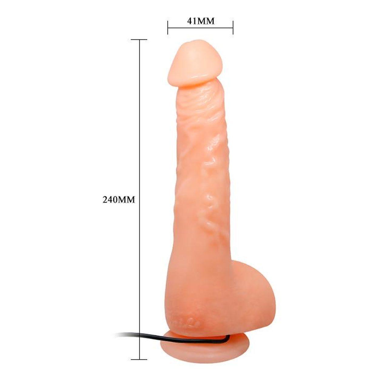 Cielisty wibrator 24,5 cm z przyssawką i pilotem | Cyber skóra