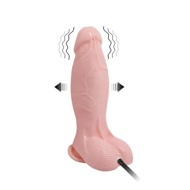 Nadmuchiwane dildo z wibracją i przyssawką cieliste | Loris.pl