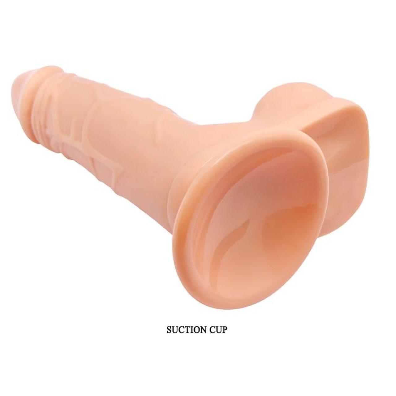 Realistyczne dildo 14,5 cm z wibracją i obrotem + przyssawka | Loris.pl
