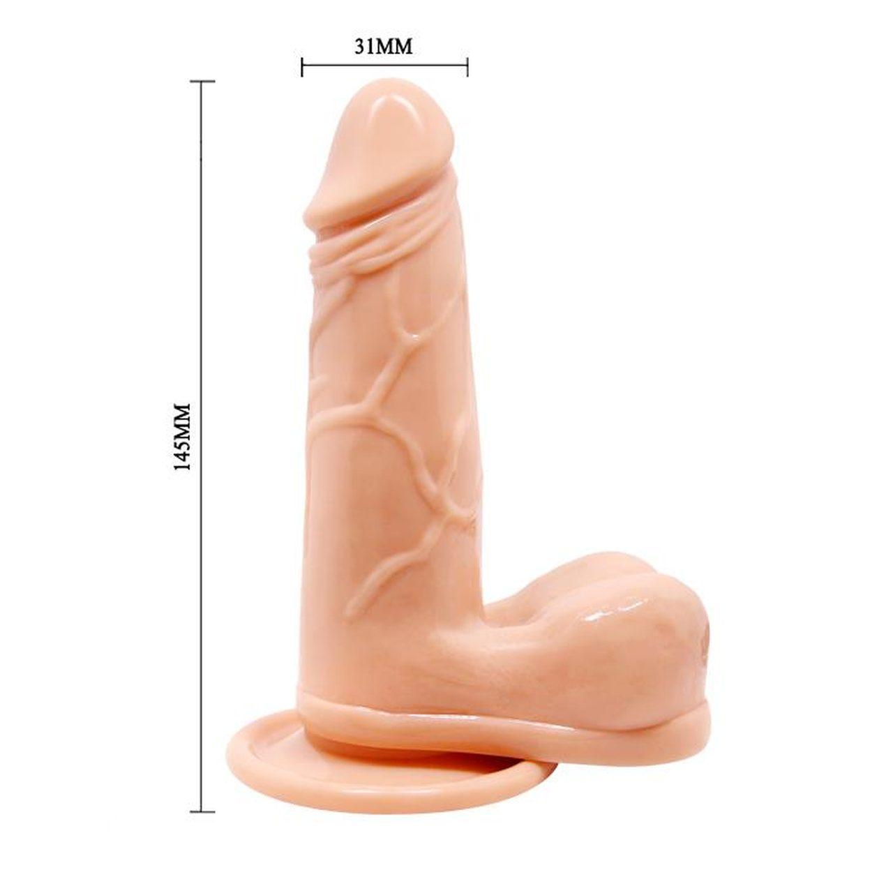 Realistyczne dildo 14,5 cm z wibracją i obrotem + przyssawka | Loris.pl