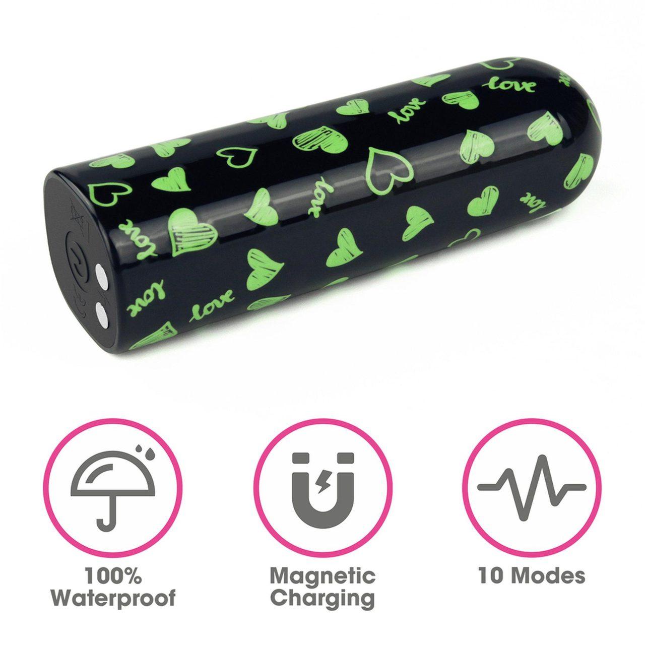 Świecący mini masażer serce USB – 10 trybów, wodoodporny | Loris.pl
