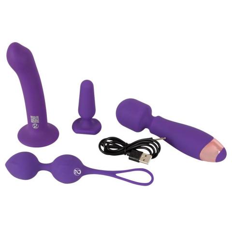 Zestaw erotyczny 4w1 dla kobiet na start – wand, kulki, dildo i korek analny