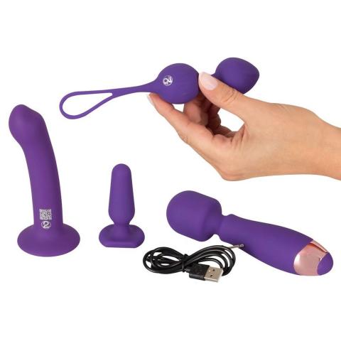 Zestaw erotyczny 4w1 dla kobiet na start – wand, kulki, dildo i korek analny