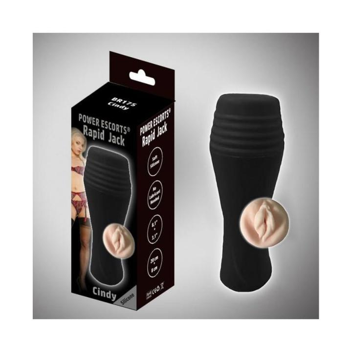 Czarny masturbator waginalny 20 cm w twardym etui | Dyskretny futerał