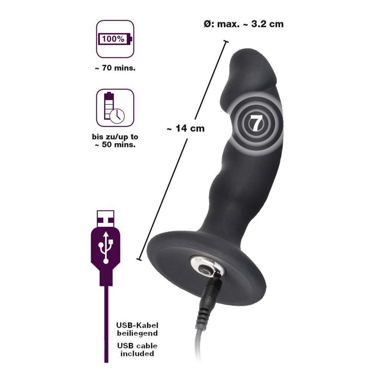 Wibrujący plug analny 14 cm | 7 trybów | ładowanie usb | Loris.pl