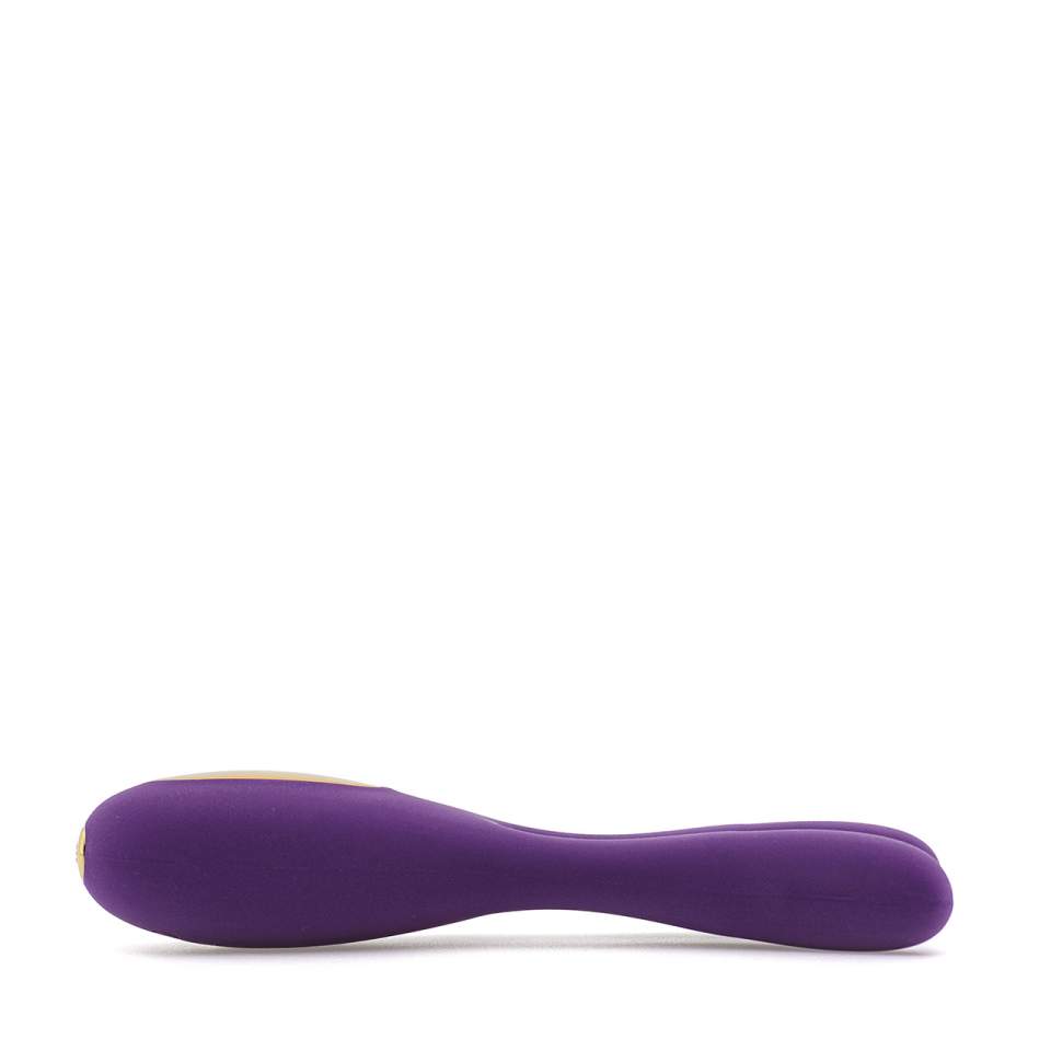 Fioletowy silikonowy wibrator do podwójnej penetracji z światłem LED