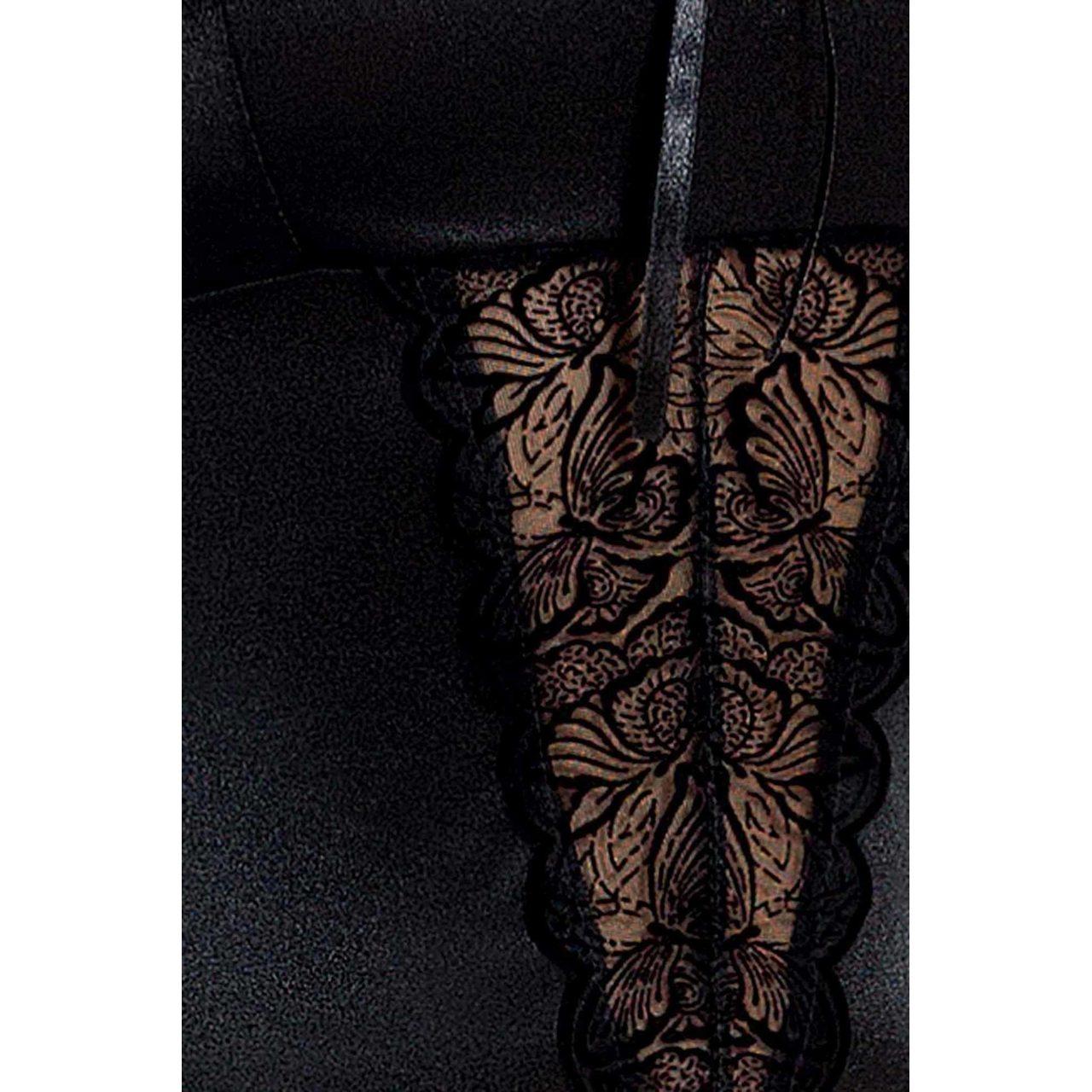 Czarny satynowy gorset ze stringami – elegancka bielizna damska