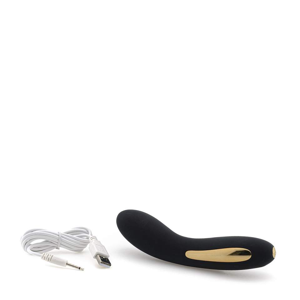 Czarny silikonowy wibrator klasyczny z wielobarwnym światłem LED