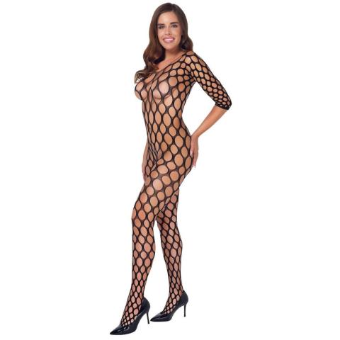Czarny bodystocking kombinezon z otwartym krokiem S-L