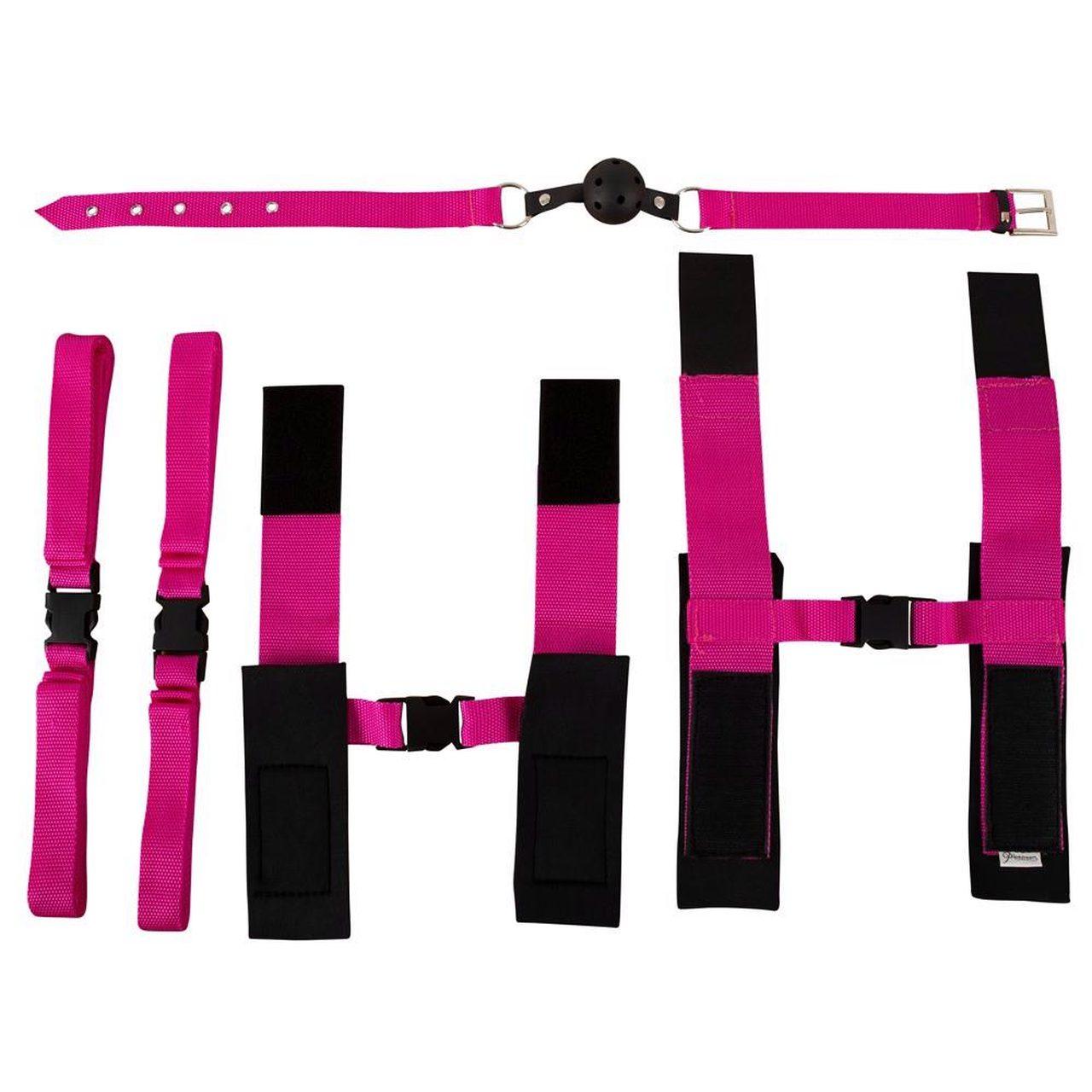 Zestaw BDSM do bondage 10 el. – kajdanki, pasy, knebel i maska | Loris.pl