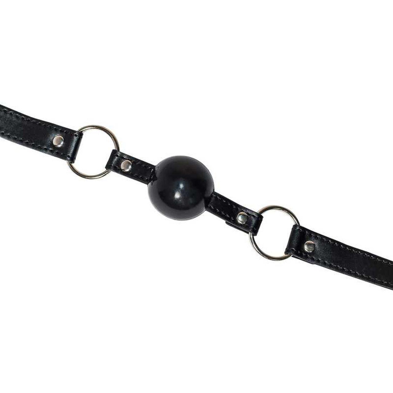 Knebel BDSM z kulką 4 cm i cekinami | Czarny, uniwersalny