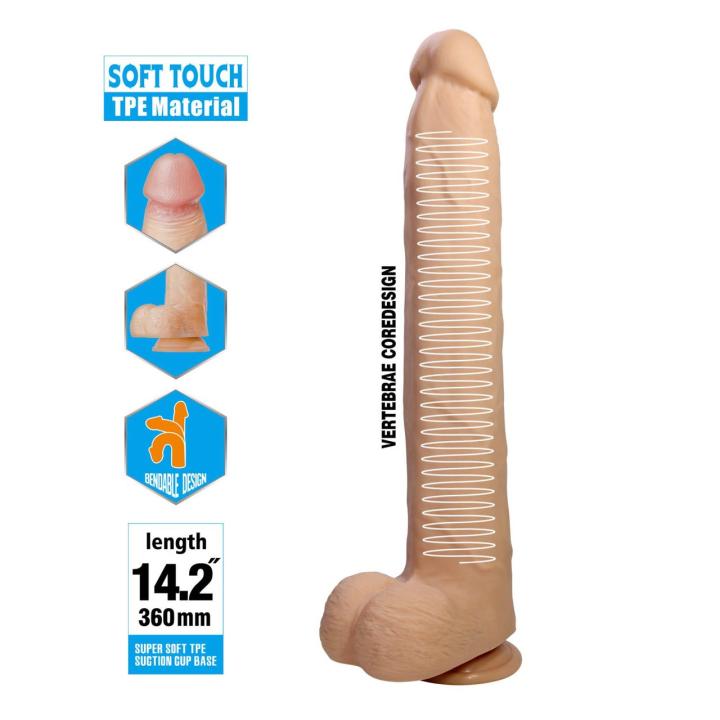 Realistyczne dildo z przyssawką 36 cm TPE wodoodporne | Loris.pl