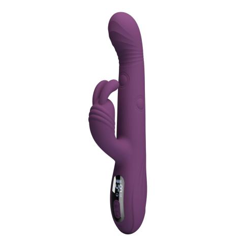 Wibrator króliczek z ruchem posuwistym i LED | Silikon | 23,9 cm