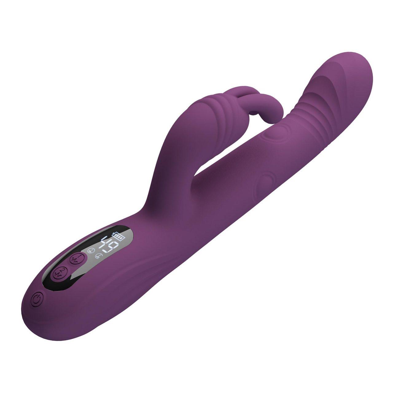 Wibrator króliczek z ruchem posuwistym i LED | Silikon | 23,9 cm
