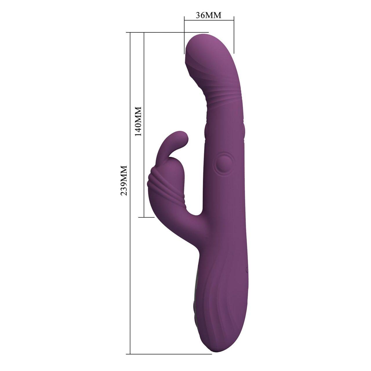 Wibrator króliczek z ruchem posuwistym i LED | Silikon | 23,9 cm