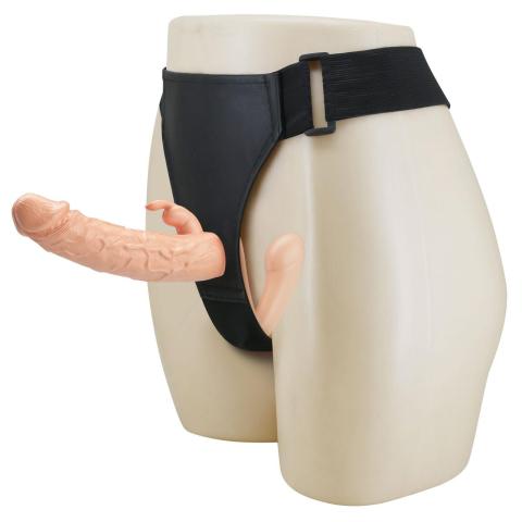 Podwójna uprząż strap on z dwoma dildo TPE 24,8 cm