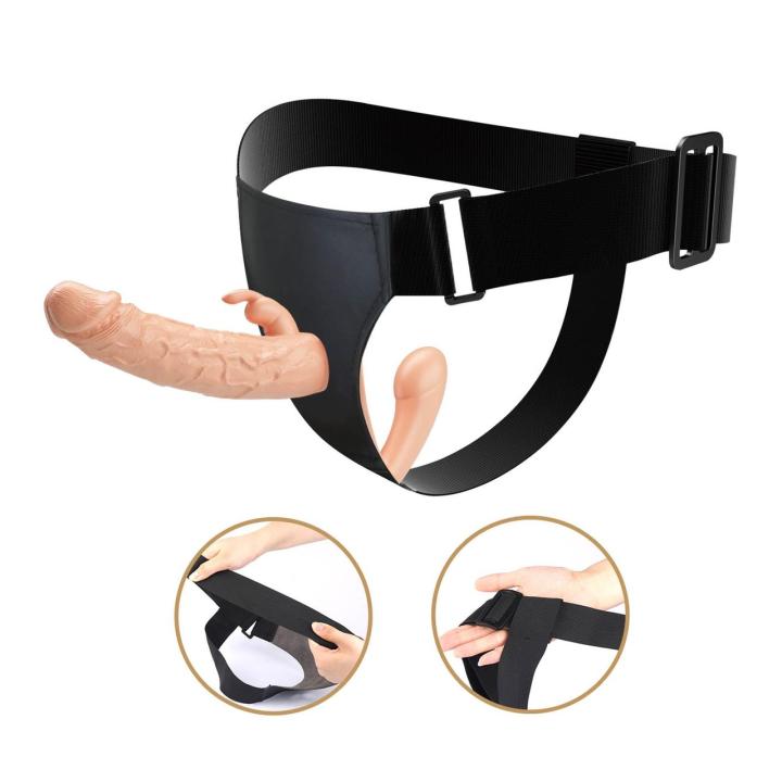 Podwójna uprząż strap on z dwoma dildo TPE 24,8 cm | Loris.pl