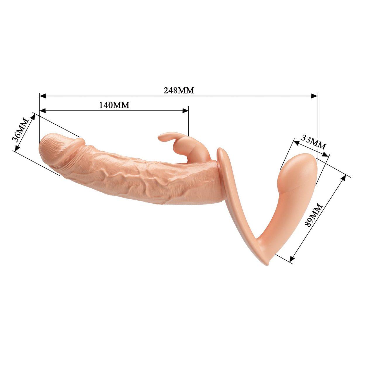 Podwójna uprząż strap on z dwoma dildo TPE 24,8 cm | Loris.pl