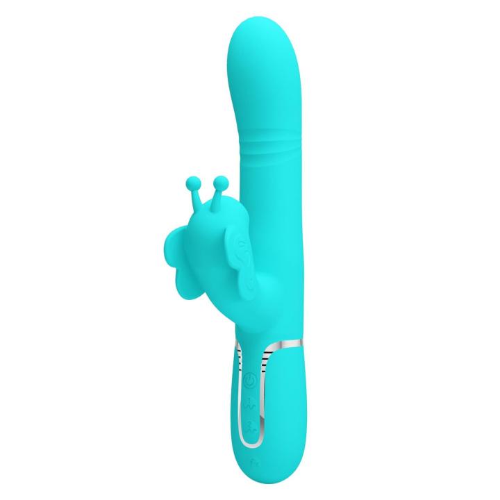 Wibrator króliczek turkusowy 22,6 cm - punkt G i łechtaczka, ruchome kulki