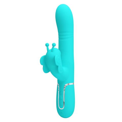 Wibrator króliczek turkusowy 22,6 cm - punkt G i łechtaczka, ruchome kulki