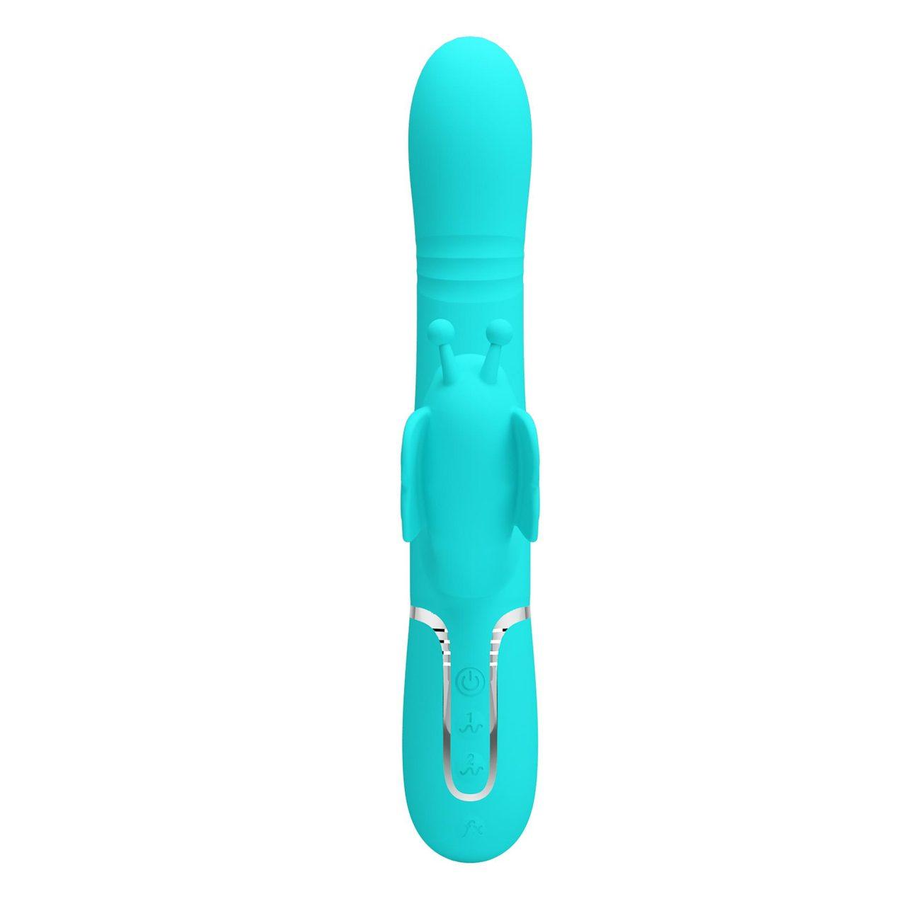 Wibrator króliczek turkusowy 22,6 cm - punkt G i łechtaczka, ruchome kulki