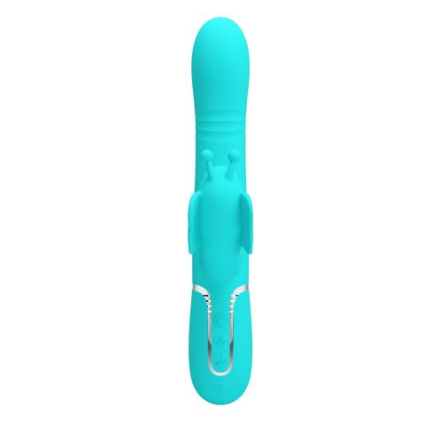 Wibrator króliczek turkusowy 22,6 cm - punkt G i łechtaczka, ruchome kulki