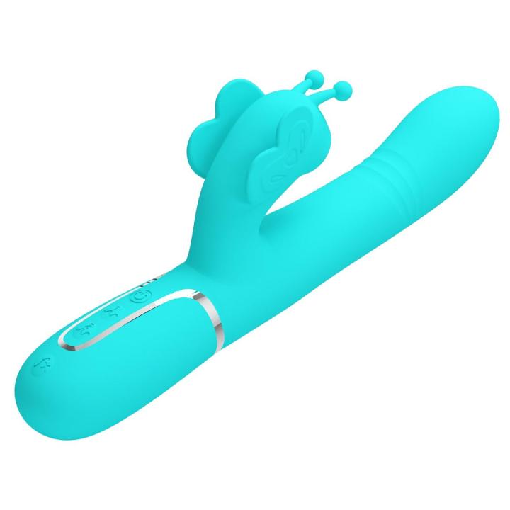 Wibrator króliczek turkusowy 22,6 cm - punkt G i łechtaczka, ruchome kulki