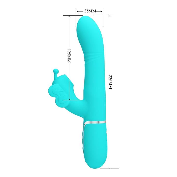 Wibrator króliczek turkusowy 22,6 cm - punkt G i łechtaczka, ruchome kulki