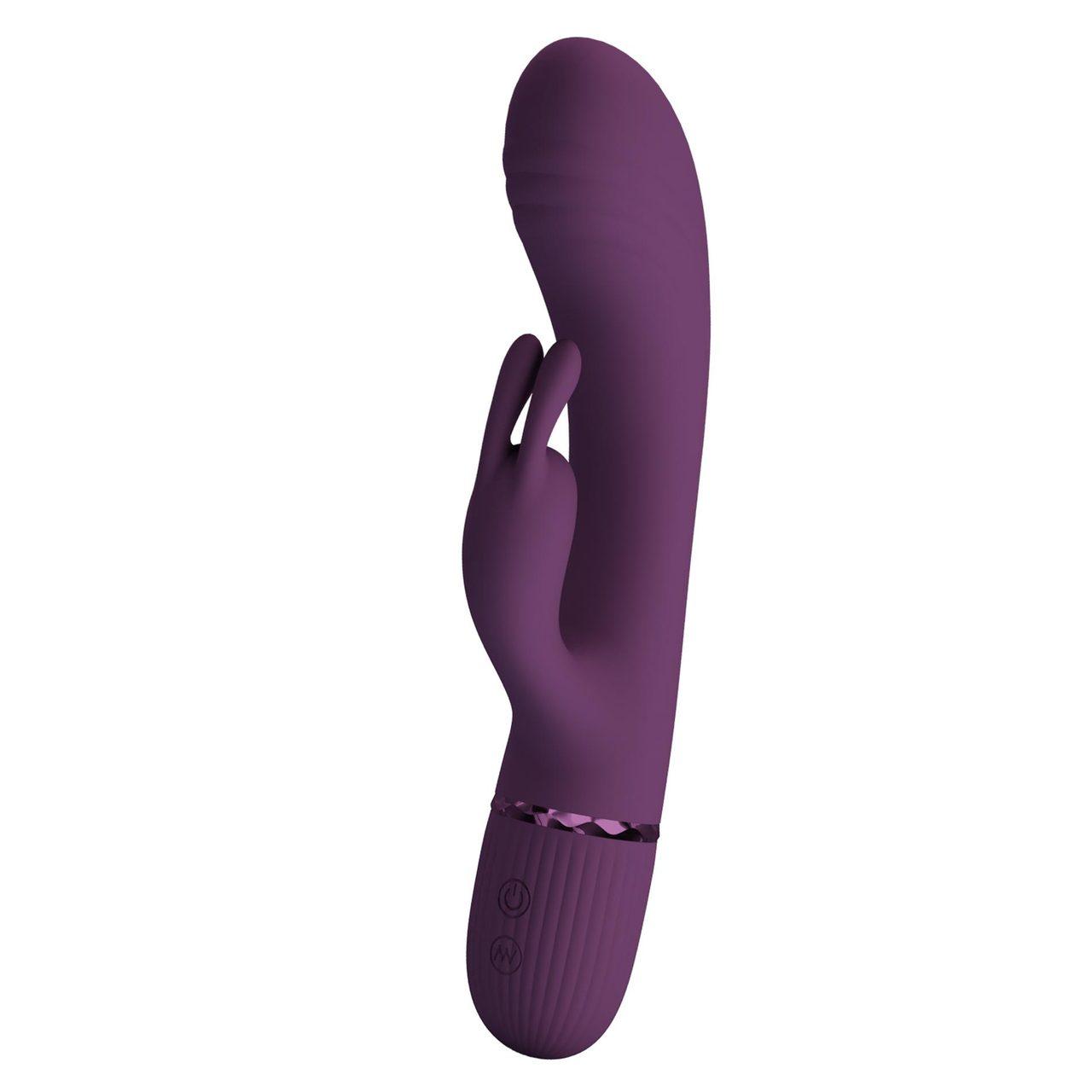 Wibrator króliczek silikonowy 20 cm fioletowy | Podwójna stymulacja | Loris.pl