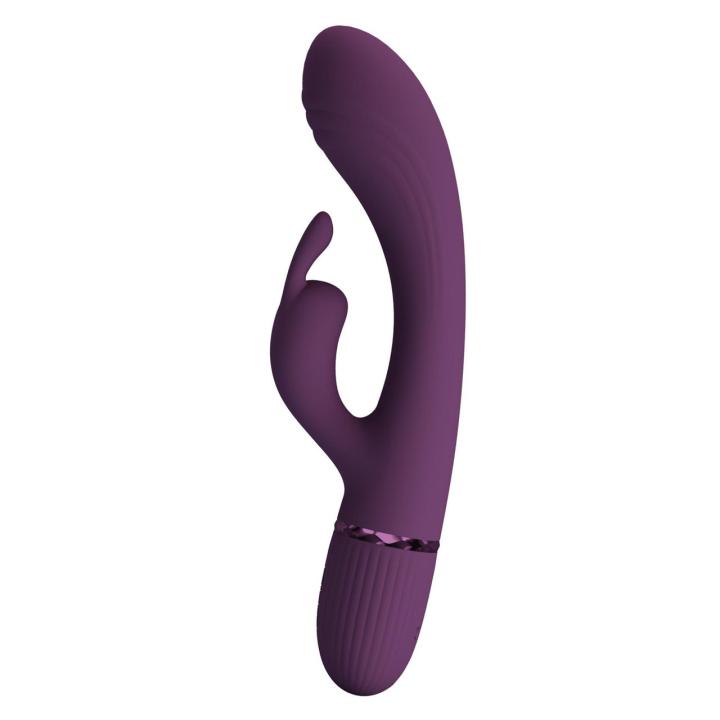 Wibrator króliczek silikonowy 20 cm fioletowy | Podwójna stymulacja