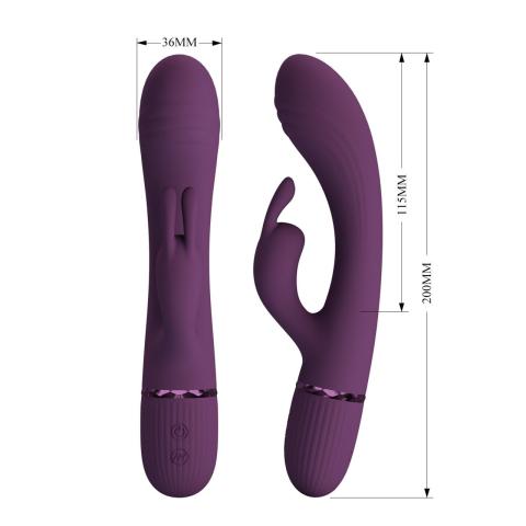 Wibrator króliczek silikonowy 20 cm fioletowy | Podwójna stymulacja