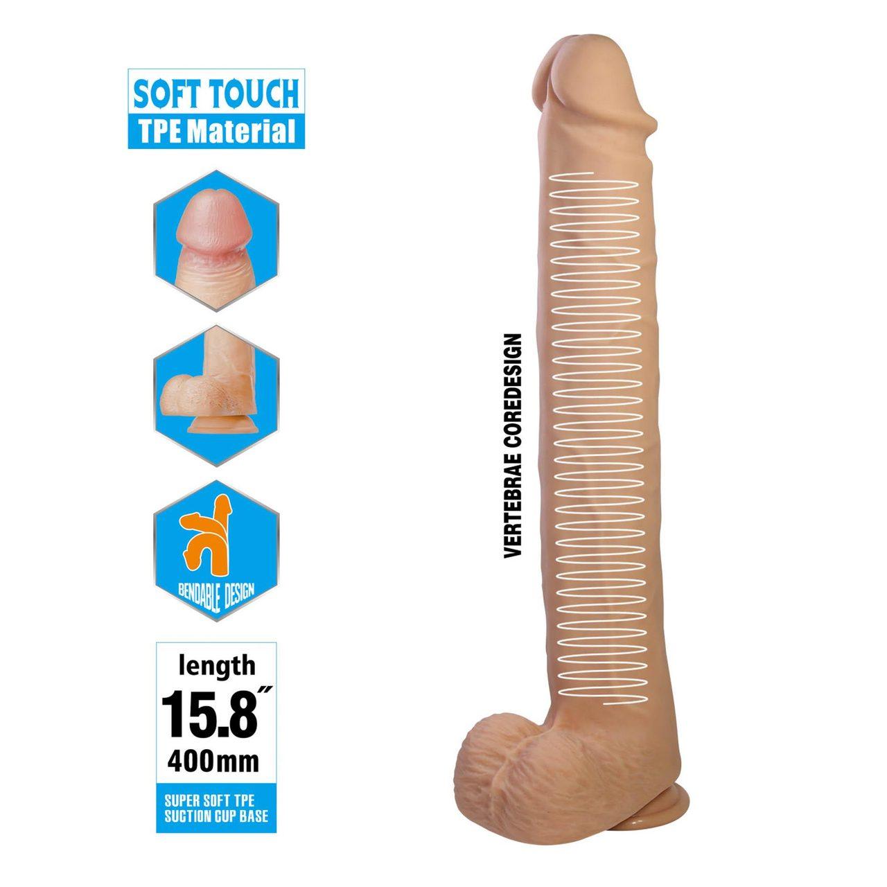 Realistyczne dildo z przyssawką 40 cm TPE wodoodporne | Loris.pl
