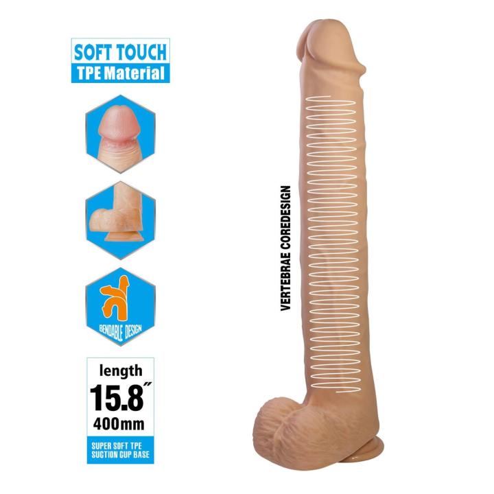 Realistyczne dildo z przyssawką 40 cm TPE wodoodporne | Loris.pl