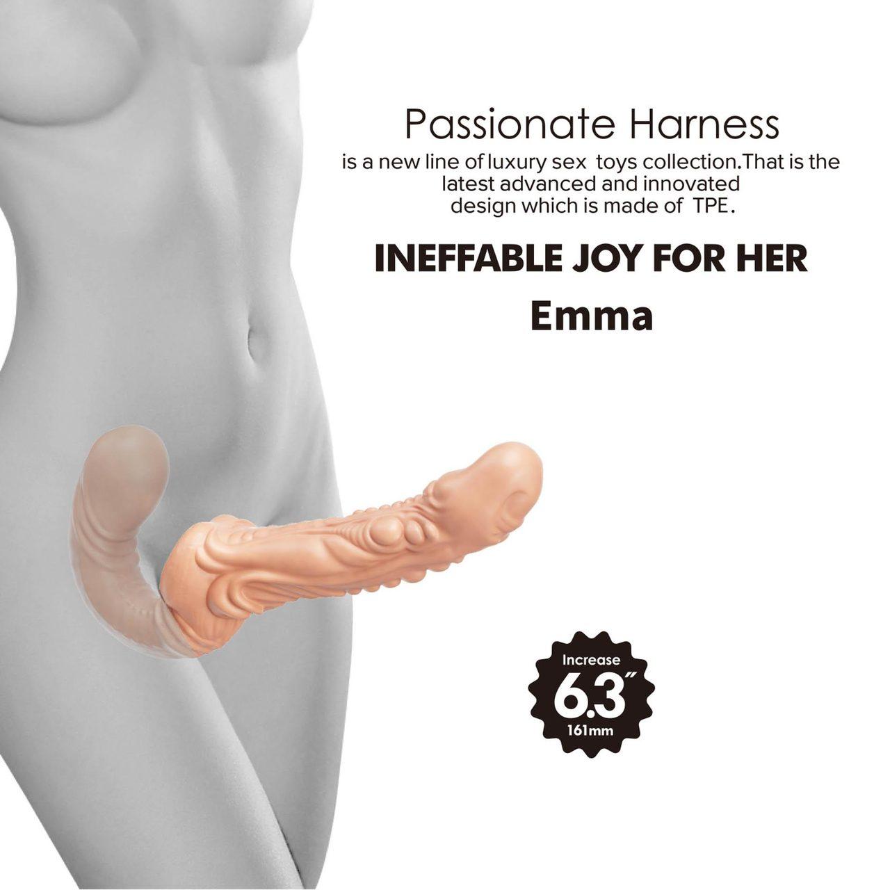 Bezpasowe podwójne dildo strap-on 24,8 cm z TPE i fakturą | Loris.pl