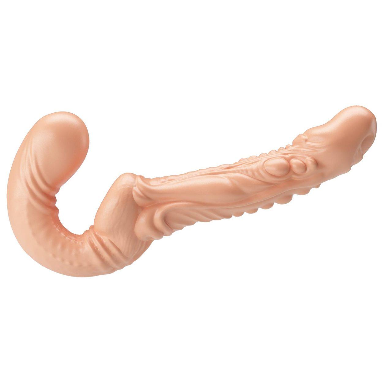 Bezpasowe podwójne dildo strap-on 24,8 cm z TPE i fakturą | Loris.pl