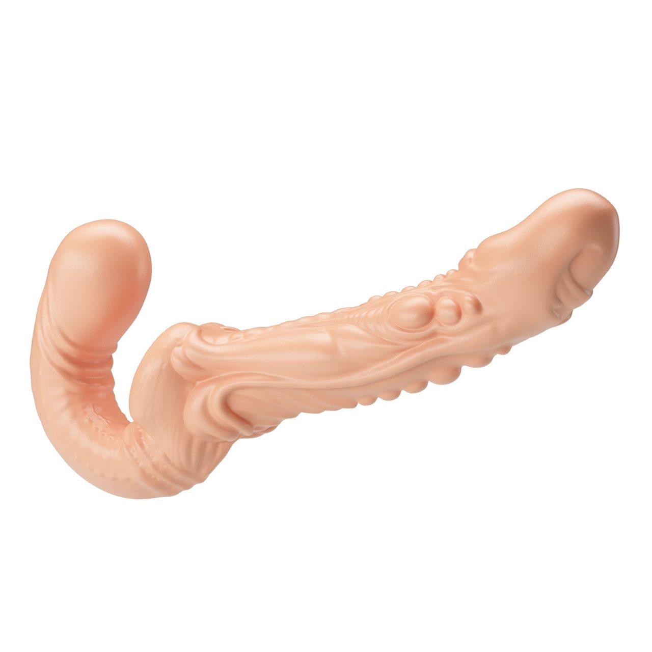 Bezpasowe podwójne dildo strap-on 24,8 cm z TPE i fakturą | Loris.pl