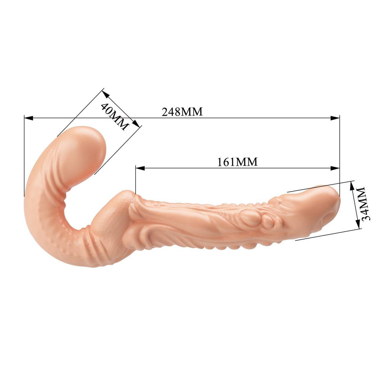 Bezpasowe podwójne dildo strap-on 24,8 cm z TPE i fakturą | Loris.pl