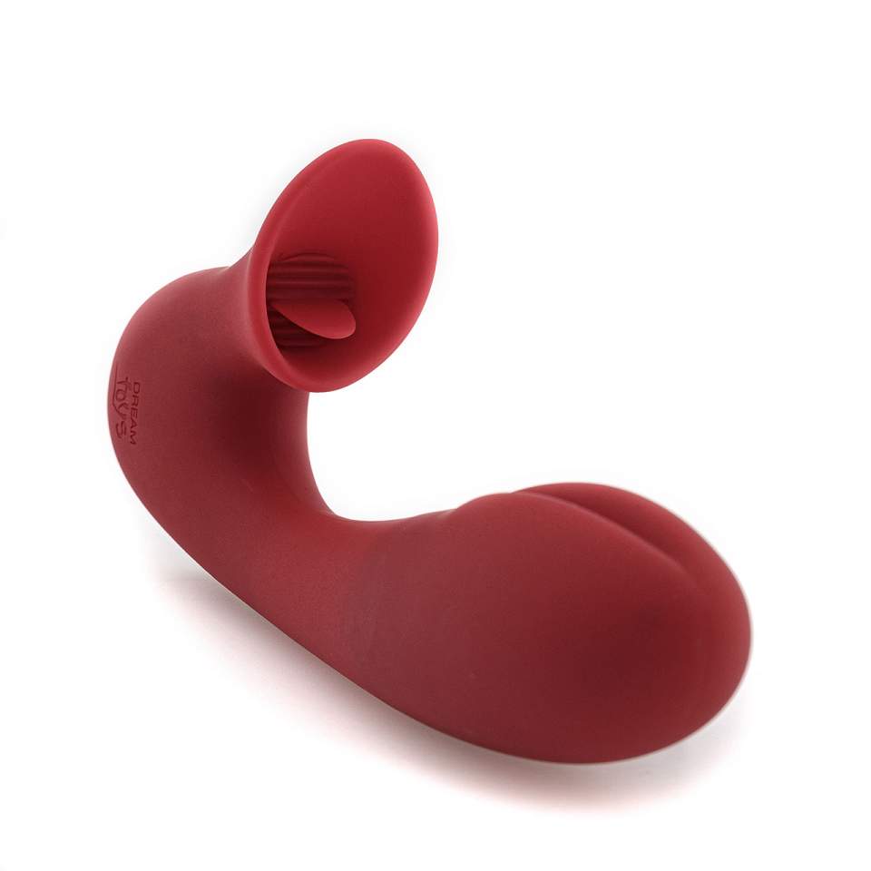 Czerwony silikonowy wibrator króliczek z językiem do stymulacji łechtaczki